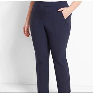 Lane Bryant Navy On-The-Go Straight Travel Pant Pull On Stretch Nylon Plus Sz 28